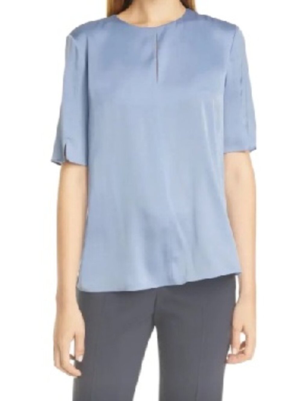 🇨🇦  BOSS HUGO BOSS  Short-Sleeve Silk Blouse